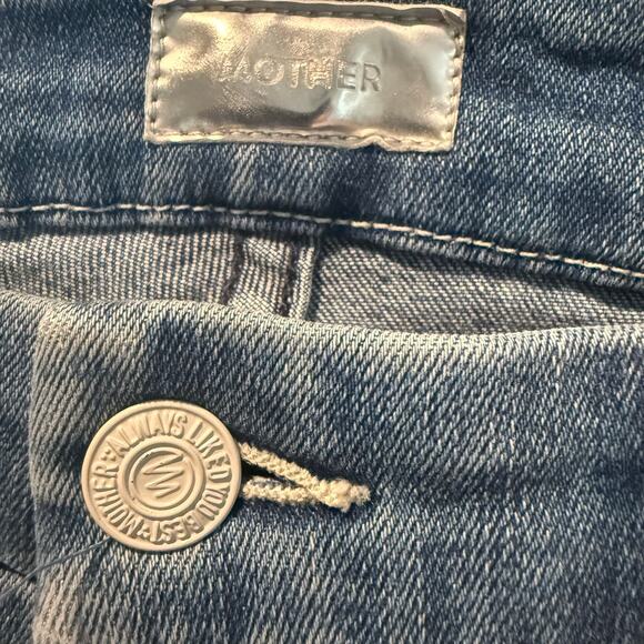 MOTHER Denim Side Racer Stripe Cutoff Shorts, Thunderstruck Wash, Size 29 - Picture 4 of 5